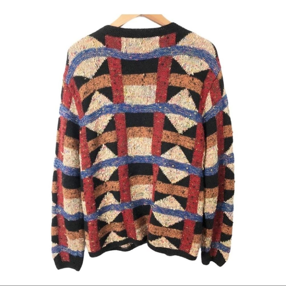 Peruvian Connection Geometric Button Up Cardigan … - image 4